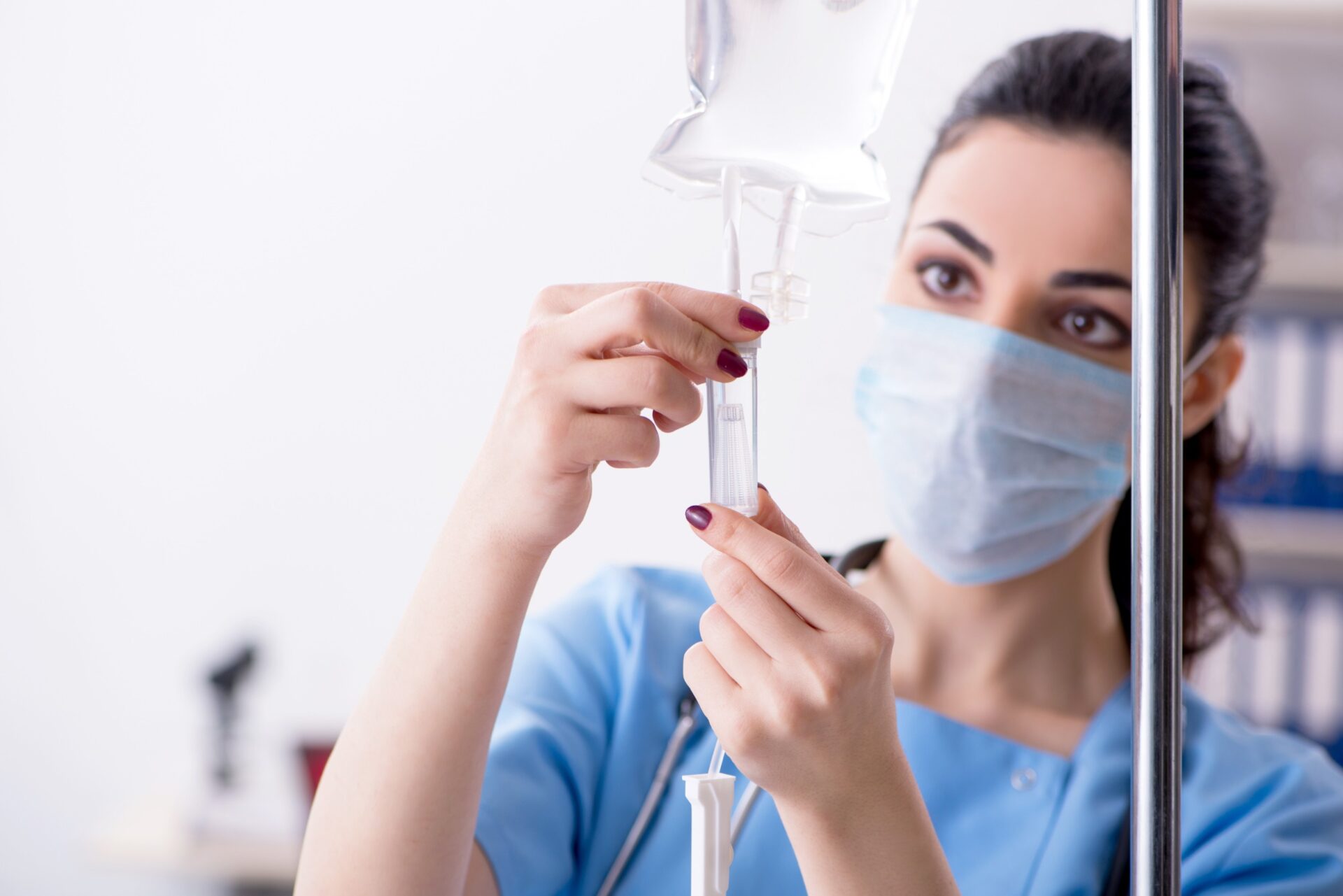 Young female doctor in infusion Young female doctor in infusion